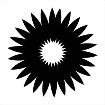 un negrita negro resumen en forma de flor espiral vórtice con agudo en forma de pétalo bordes formando un circular geométrico patrón, Perfecto para moderno diseños y simbólico visuales vector