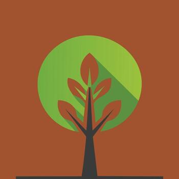 Stylized Tree with Rounded Canopy and Geometric Trunk Design vector