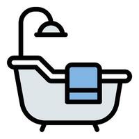 Bathtub icon flat line style illustration representing bathroom fixtures and relaxation spaces, suitable for home improvement, interior design, and hygiene product projects vector