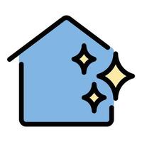 Clean house icon flat line style illustration representing home cleanliness and sanitation, suitable for housekeeping services, cleaning products, and home maintenance projects vector