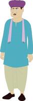 Cartoon of Traditional Indian Man Wearing Dhoti Kurta and Turban. Desi Village Character Front View for Animation, Comics, Explainer Videos, and 2D Character Rigging vector
