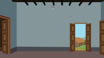 Empty house interior illustration.A cartoon room with two doors and a window vector