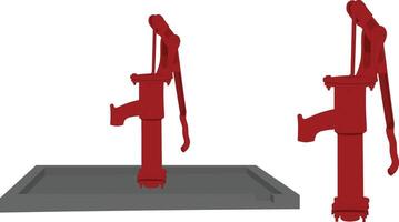 Traditional Indian Hand Pump Illustration with Cement Base and Side View vector