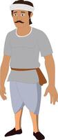 Cartoon Character of Traditional Indian Village Man with Headband, Dhoti, and T-Shirt. Rural Male Character for Animation, Explainer Videos, 2D Rigging, Cultural Stories and Folk Art Projects vector
