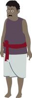 Cartoon Character of Traditional Indian Village Man in Dhoti and Vest with Red Waistcloth. Desi Character for Animation vector