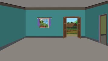 Interior room with view through window vector