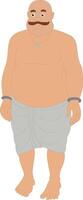 Cartoon Character of Traditional Indian Wrestler Character Wearing Langot, Mustache, and Jewelry. Desi Strongman Pehlwan vector