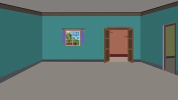 Colorful room with an open door vector