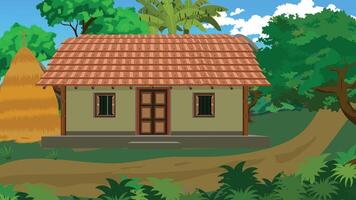 Rural house in a green landscape vector