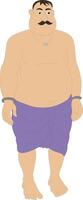 Cartoon Character of Traditional Indian Wrestler Character in Langot with Mustache. Cultural Strongman Desi Male for Animation, Historical Stories, and 2D Explainer Videos vector