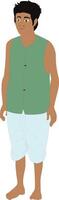 Cartoon Character of Traditional Indian Village Boy in Sleeveless Kurta and Dhoti. Rural Desi Male for Animation, Storytelling, 2D Games, and Explainer Videos vector