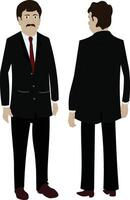 Cartoon Businessman Character Front and Back View. Male in Suit for Office Animation, Explainer Videos, Storytelling, and Professional Character Pack Design vector