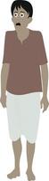 Cartoon Character of Traditional Indian Village Man Wearing Lungi and T Shirt. Desi Character with Mustache for Animation, Explainers, 2D Rigging, Cultural Stories, and Educational Videos vector