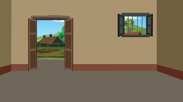 Room with view of countryside vector