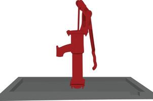Traditional Indian Hand Pump. Illustration on Concrete Platform. Red Village Tube well for Cartoon Animation, Educational Use, Rural Scene Backgrounds and Sanitation Awareness Projects vector