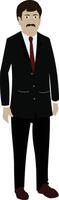 Cartoon Businessman Character Front View. Formal Suit Male for Explainer Videos, Animation Scenes, Office Presentation, Corporate Character Pack, Marketing and Storytelling Projects vector