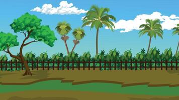 Tropical landscape with palm trees vector