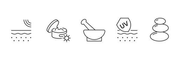Set of liner skin moisturizing icon collection. Skin care, facia, moisture symbol. vector