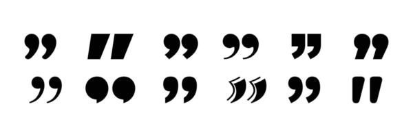 Set of Quote marks icon collection. Inverted commas or talking marks symbol. vector