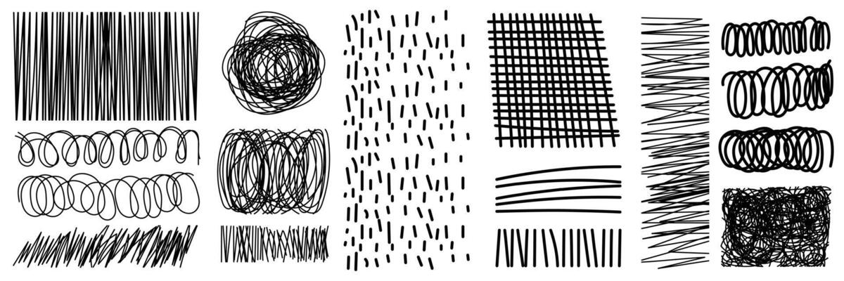 Hand drawn brush stroke sketch textures. Scribble doodle sketch illustration.