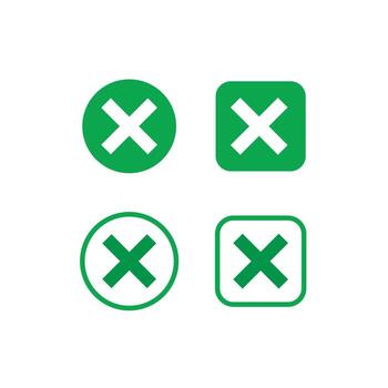 A set of four green cross icons in different shapes, indicating the action is rejected or an error vector