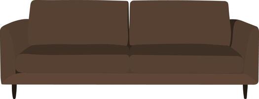 Illustration of a modern brown fabric sofa with armrests. comfortable two seater couch front view for living room furniture, home interiors, or product display mockups vector