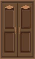 Classic Wooden Double Door with Ornate Panels and Handles in Brown Finish. Minimal Front View Illustration for Architecture and Design Projects vector