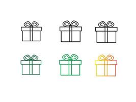 Gift box icons in Trendy Flat style, Gift boxes with ribbon icons Set, Gift box flat line silhouette set, gift icon, vector