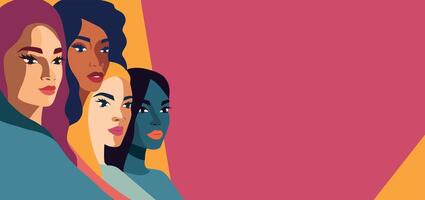 Diverse women illustrated in modern art vector