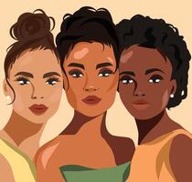 Artistic portrait of three women vector