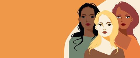 Illustration of diverse women together vector