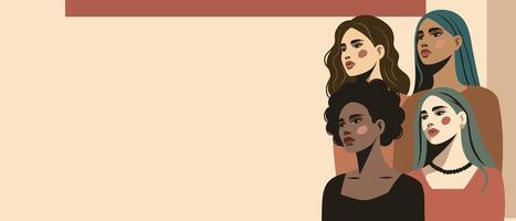 Illustration of diverse women with different hairstyles vector