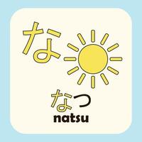 japan hiragana mean na, with drawing natsu meaning summer. vector