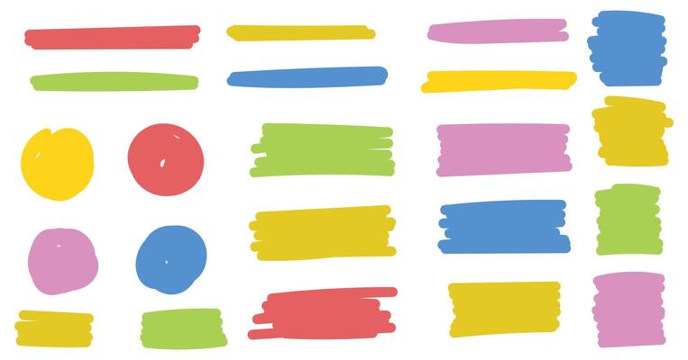 Highlight the marker, hand drawn painted strokes, brushes frames