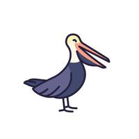 brown pelican icon on white with outline vector