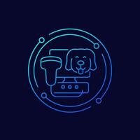 ultrasound for dogs icon, pet ultrasonography linear vector