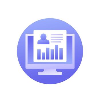 usuario métrica icono con computadora vector