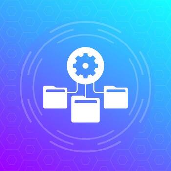 process data icon with file folders, vector