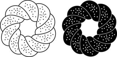 top view kolach or kalach icon set vector