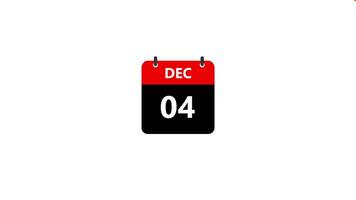 December Calendar, Date counting Display icon Animation isolated on White background video