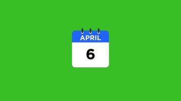 April Calendar Icon, Date counting Display Animation isolated on Green background video
