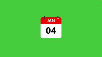 January Calendar Icon, Date counting calendar Animation isolated on Green background video