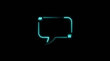 Neon Laser Frame Speech Bubble animation isolated on black background video