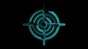 Neon target reticle animation isolated on black background video