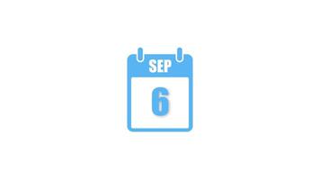 September Calendar icon, Flat Design with Date animation isolated on White background video