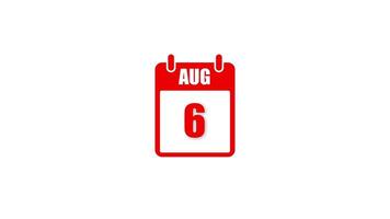 August Calendar Icon, Date Highlight Animation isolated on White background video