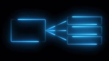 Glowing neon line Business hierarchy chart icon animation isolated on black background video