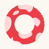 Red swimming ring with pattern. Isolated element for design. Summer, vacation, rest concept. vector