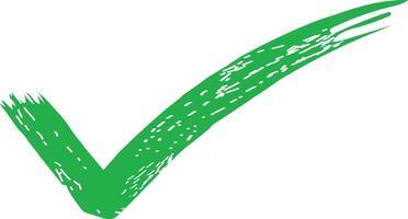Green check mark with brush strokes and white dashes tick symbol vector