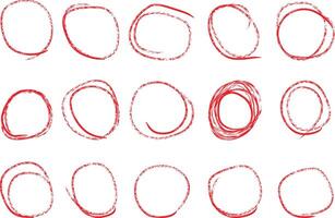 Red brush strokes circles hand vector